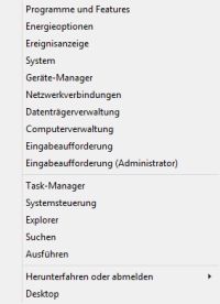 Rechtsklick auf Startknopf in Windows 8.1
